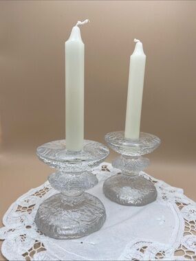 Set of 2 - Iittala Festivo one ring candle holders signed TS by Timo Sarpaneva